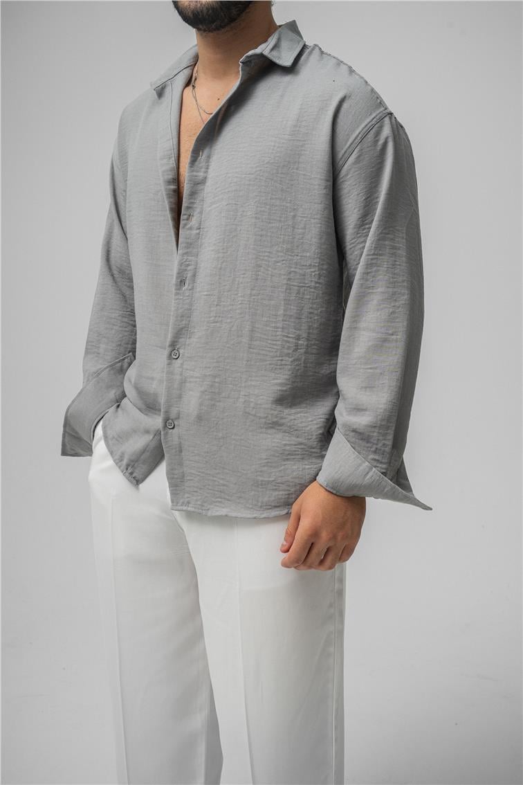 Non Iron Oversize Gömlek Gri