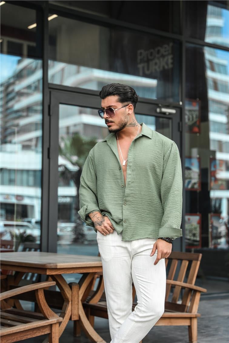Non Iron Oversize Gömlek Haki