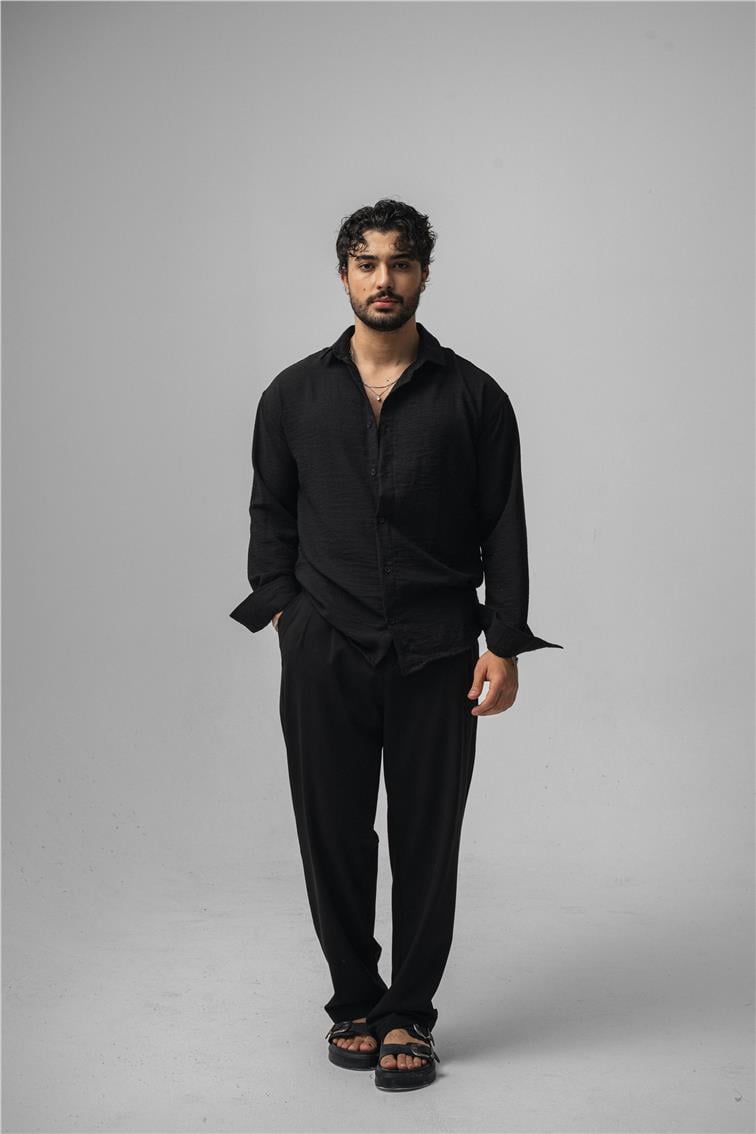 Non Iron Oversize Gömlek Siyah