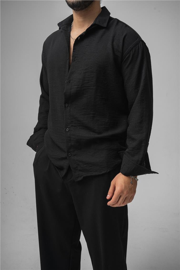 Non Iron Oversize Gömlek Siyah