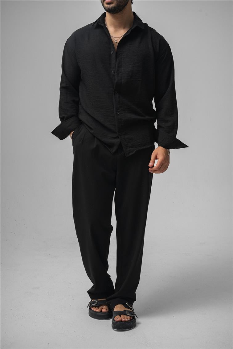 Non Iron Oversize Gömlek Siyah