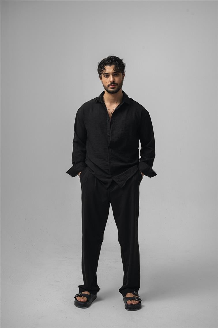 Non Iron Oversize Gömlek Siyah