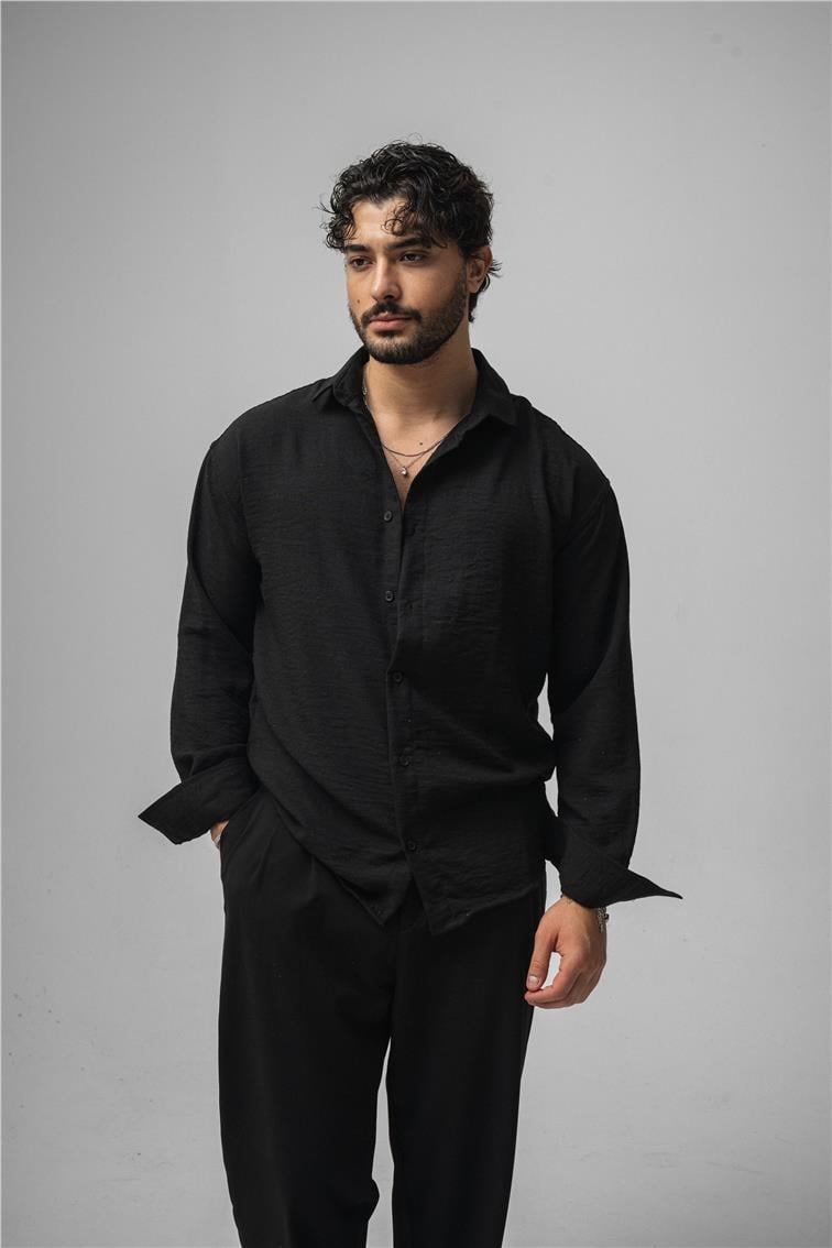 Non Iron Oversize Gömlek Siyah