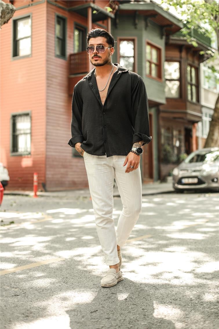 Non Iron Oversize Gömlek Siyah