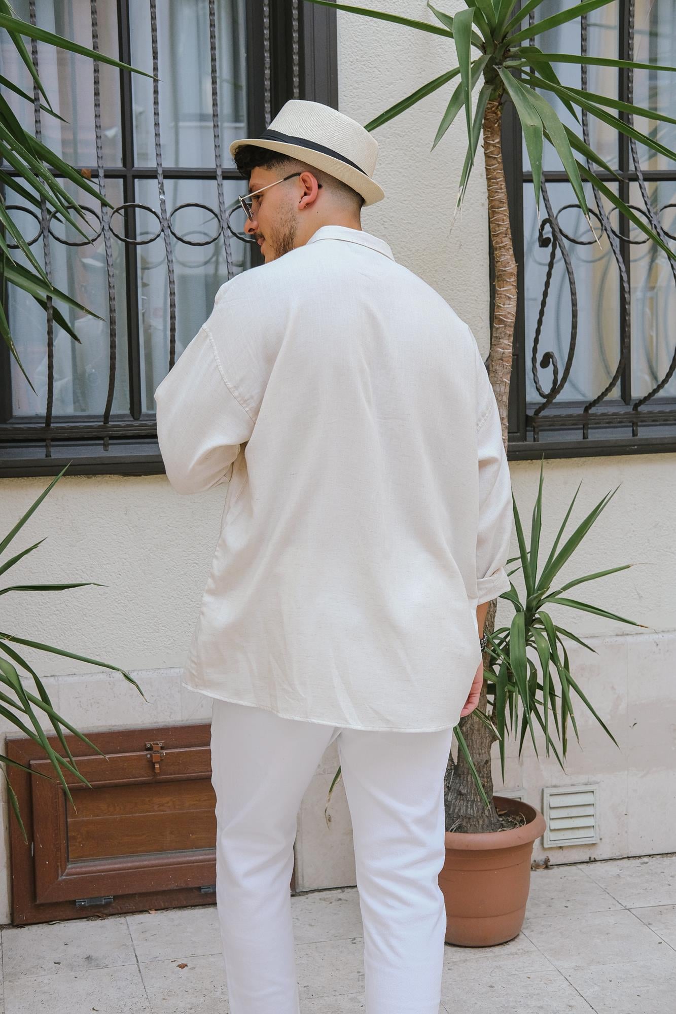 Örme Oversize Gömlek Ekru