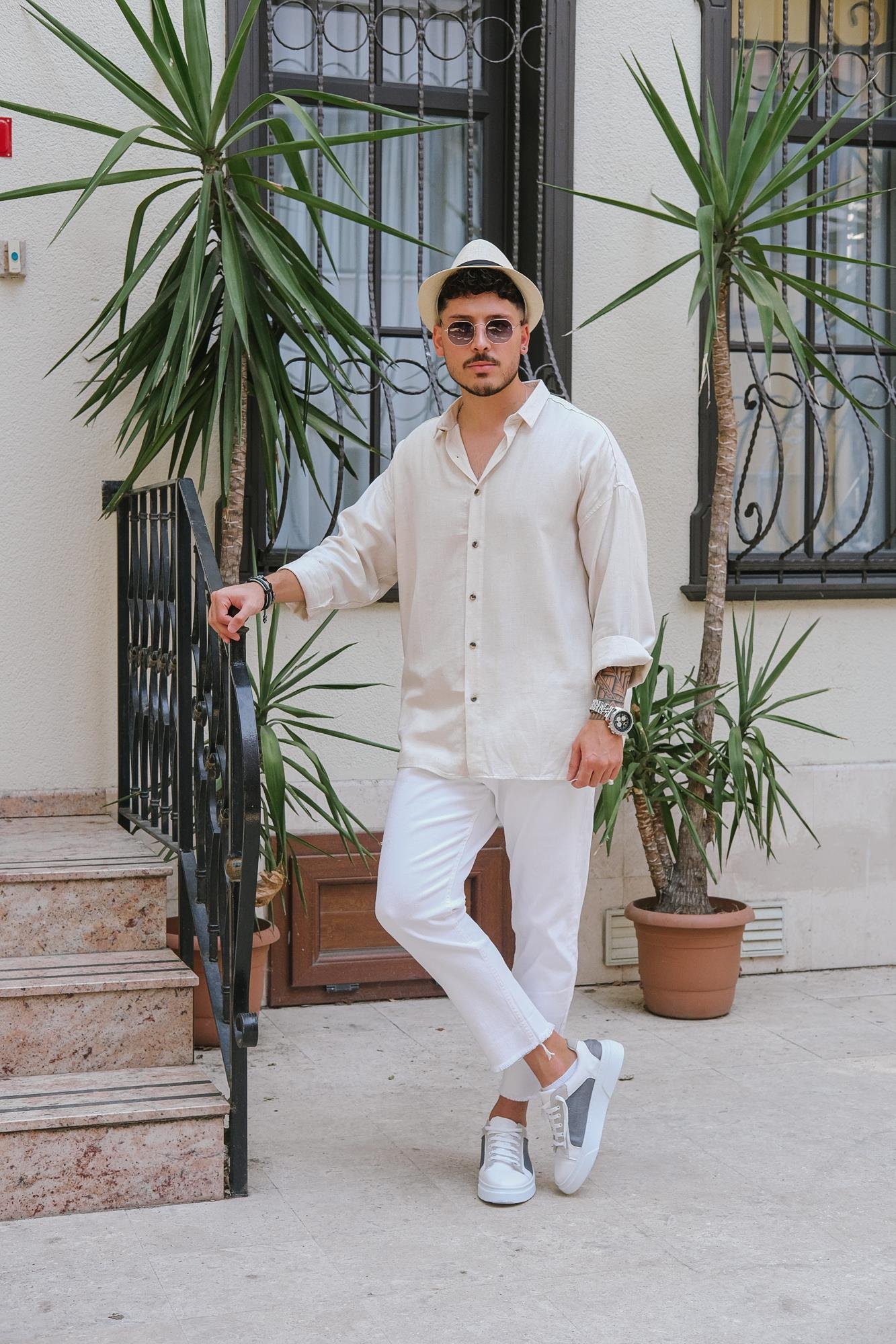 Örme Oversize Gömlek Ekru