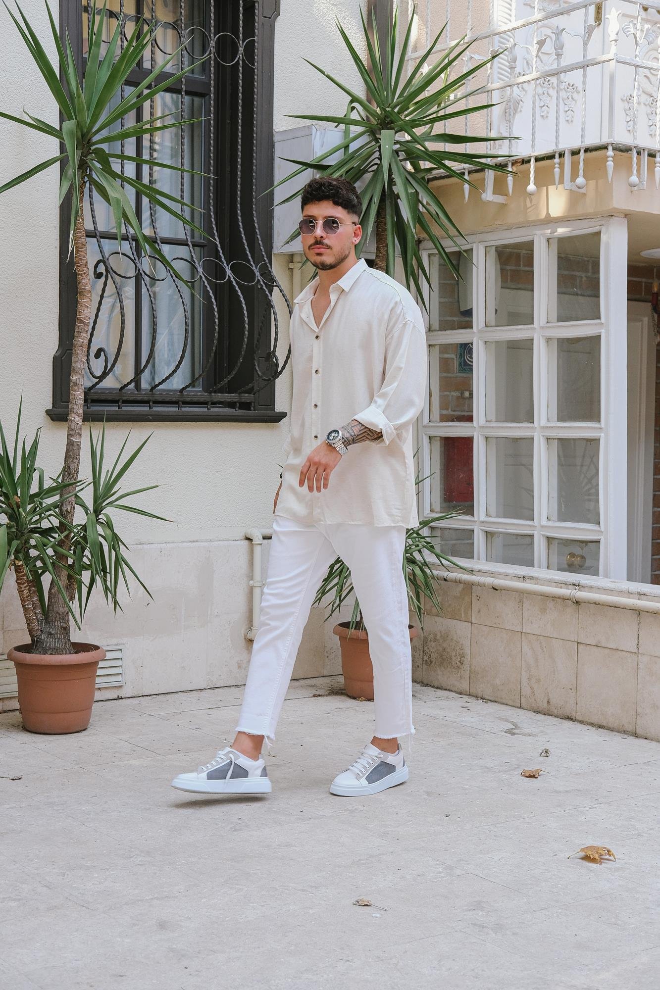 Örme Oversize Gömlek Ekru