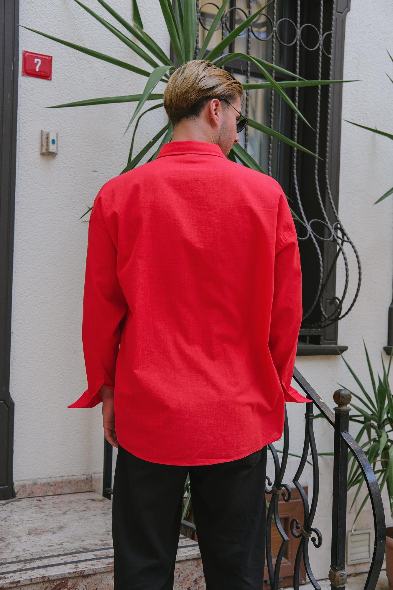 Örme Oversize Gömlek KIRMIZI