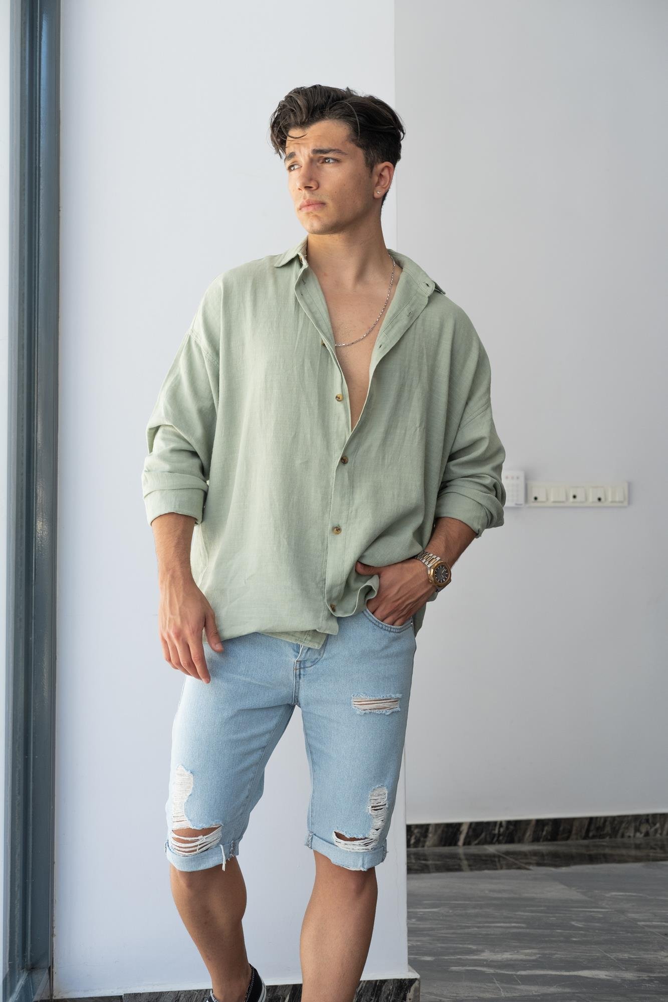 Örme Oversize Gömlek Mint