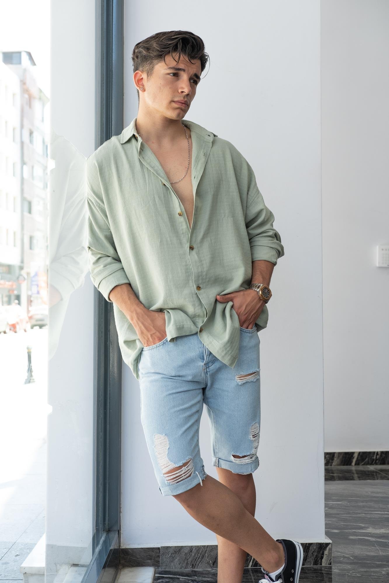 Örme Oversize Gömlek Mint