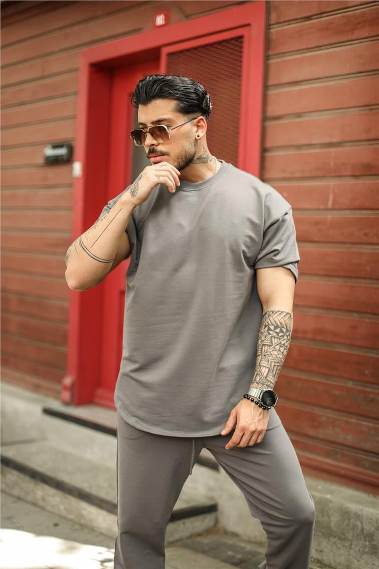 Oval Kesim Oversize T-Shirt Antrasit