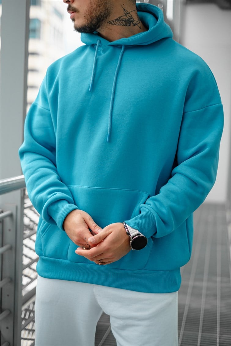 Oversize Basıc Kapüşonlu Unisex Sweatshirt