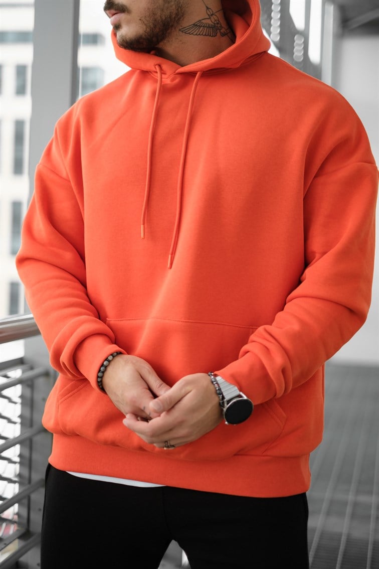 Oversize Basıc Kapüşonlu Unisex Sweatshirt