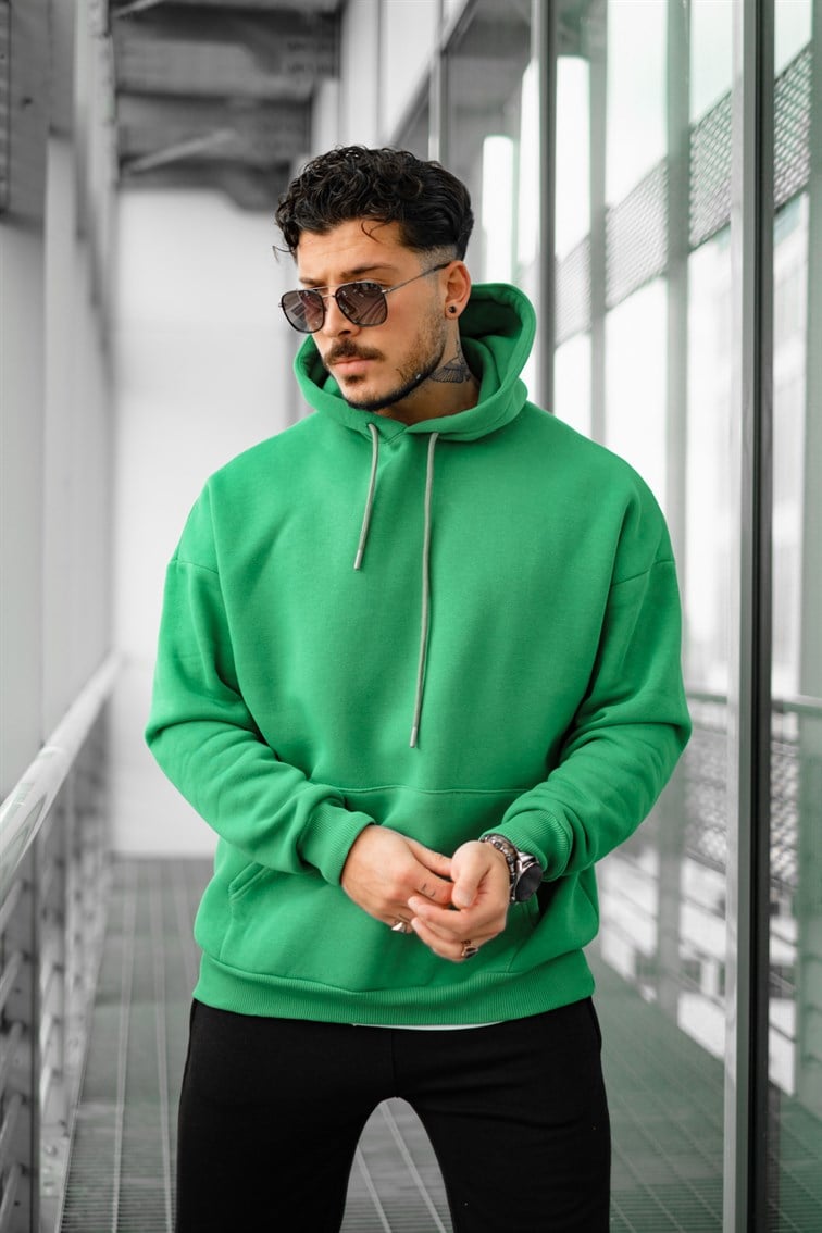 Oversize Basıc Kapüşonlu Unisex Sweatshirt