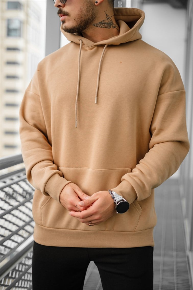 Oversize Basıc Kapüşonlu Unisex Sweatshirt
