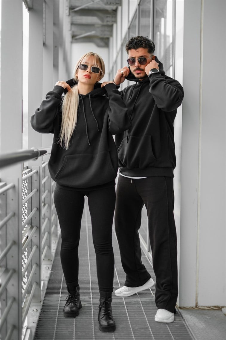 Oversize Basıc Kapüşonlu Unisex Sweatshirt