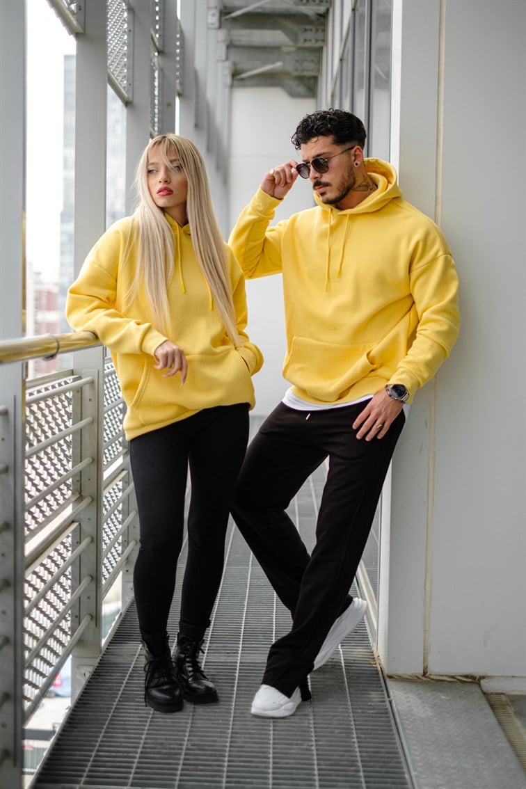 Oversize Basıc Kapüşonlu Unisex Sweatshirt