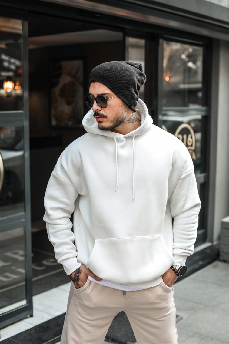 Oversize Basic Kapüşonlu Unisex Sweatshirt