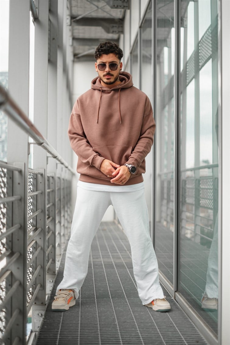 Oversize Basıc Kapüşonlu Unisex Sweatshirt