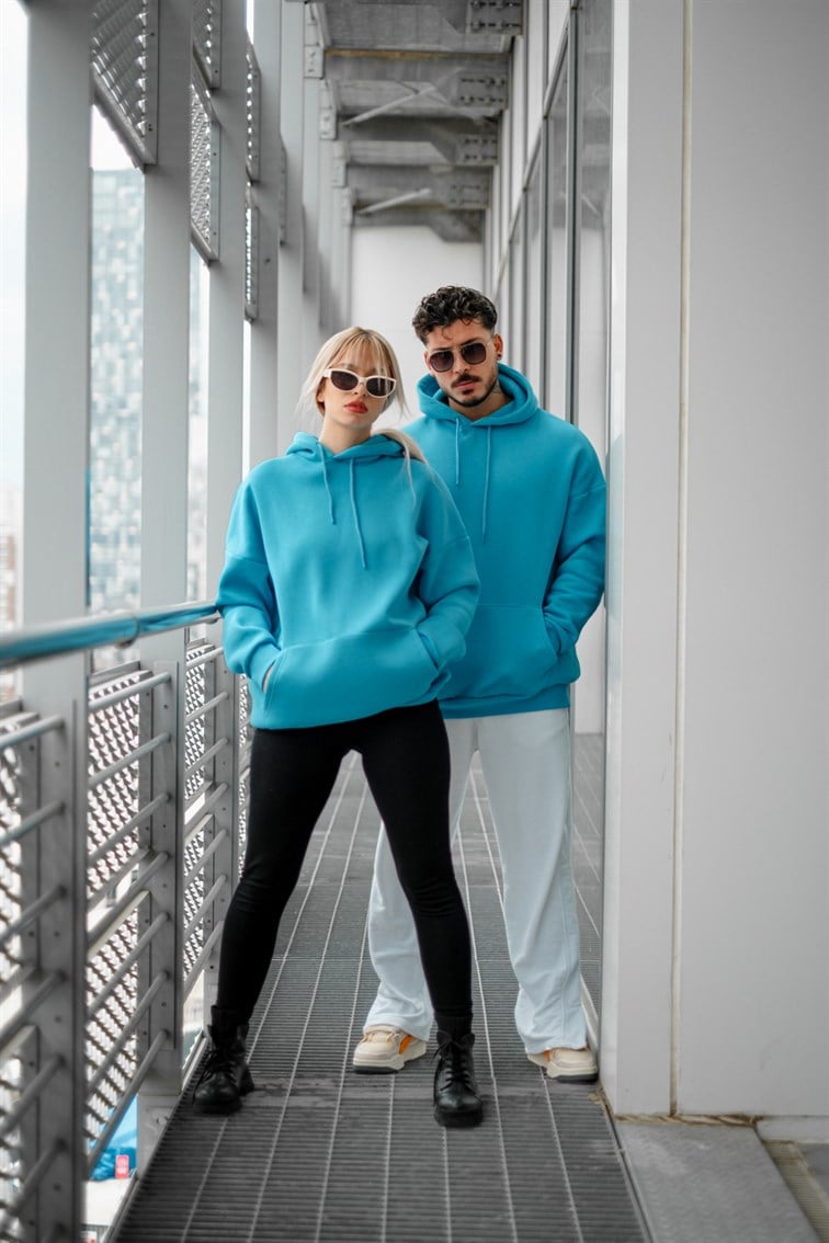 Oversize Basıc Kapüşonlu Unisex Sweatshirt