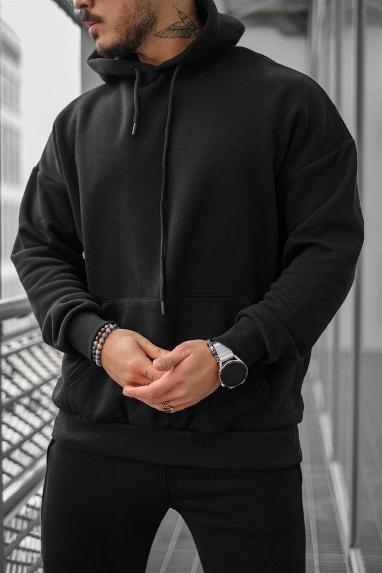 Oversize Basıc Kapüşonlu Unisex Sweatshirt