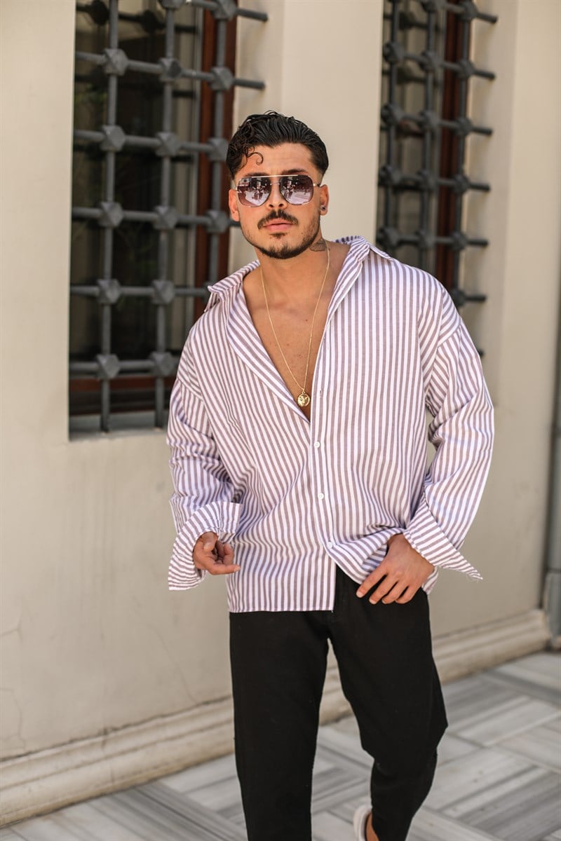Oversize Çizgili Gömlek