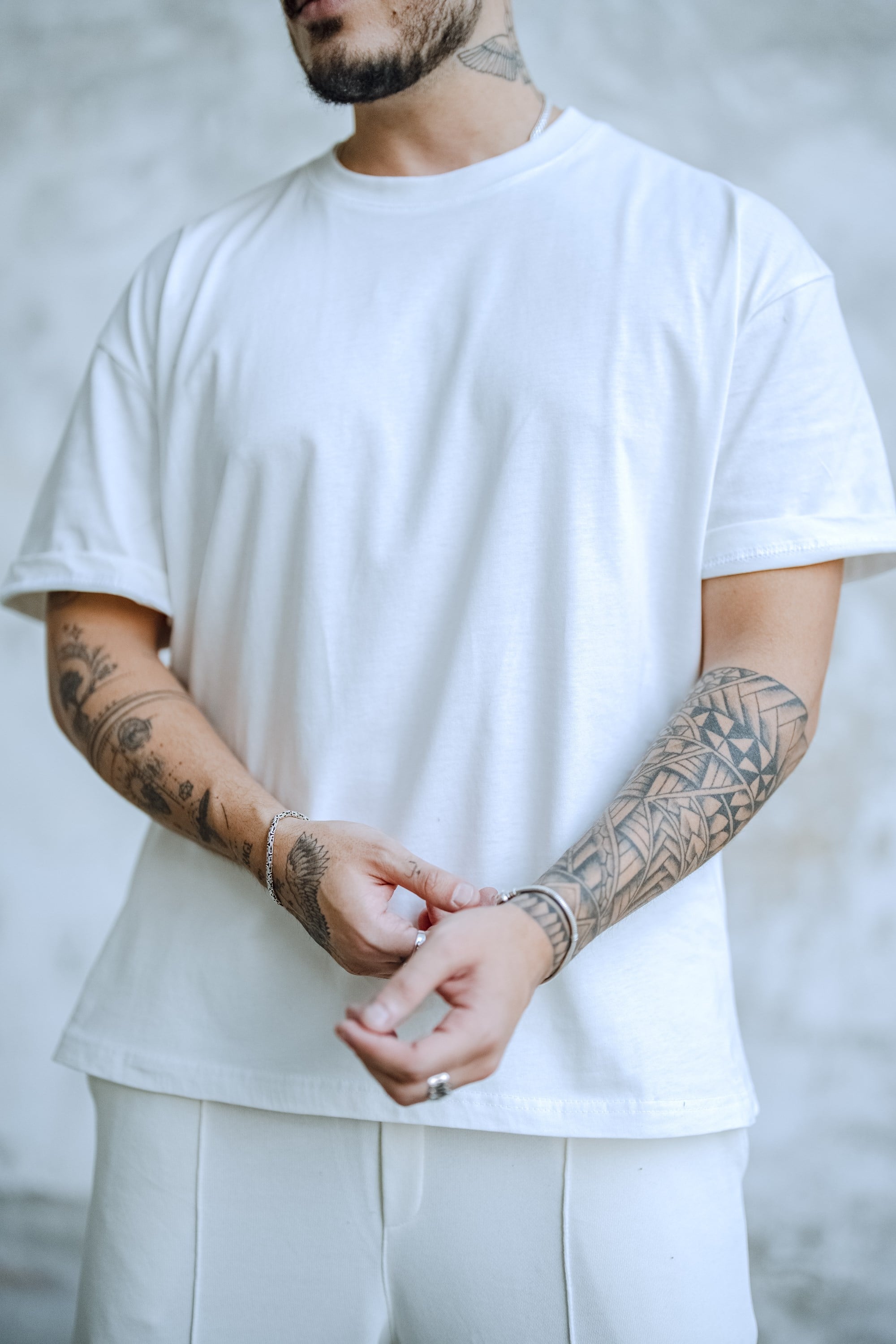 Oversize Dolgun Basic Tshirt Beyaz
