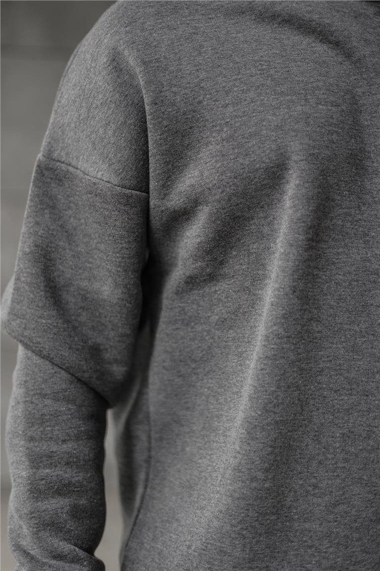 Oversize Dolgun Kumaş Sweatshirt Antrasit