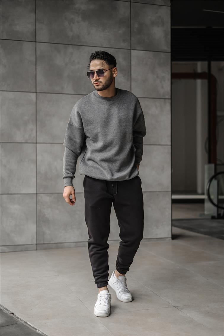 Oversize Dolgun Kumaş Sweatshirt Antrasit