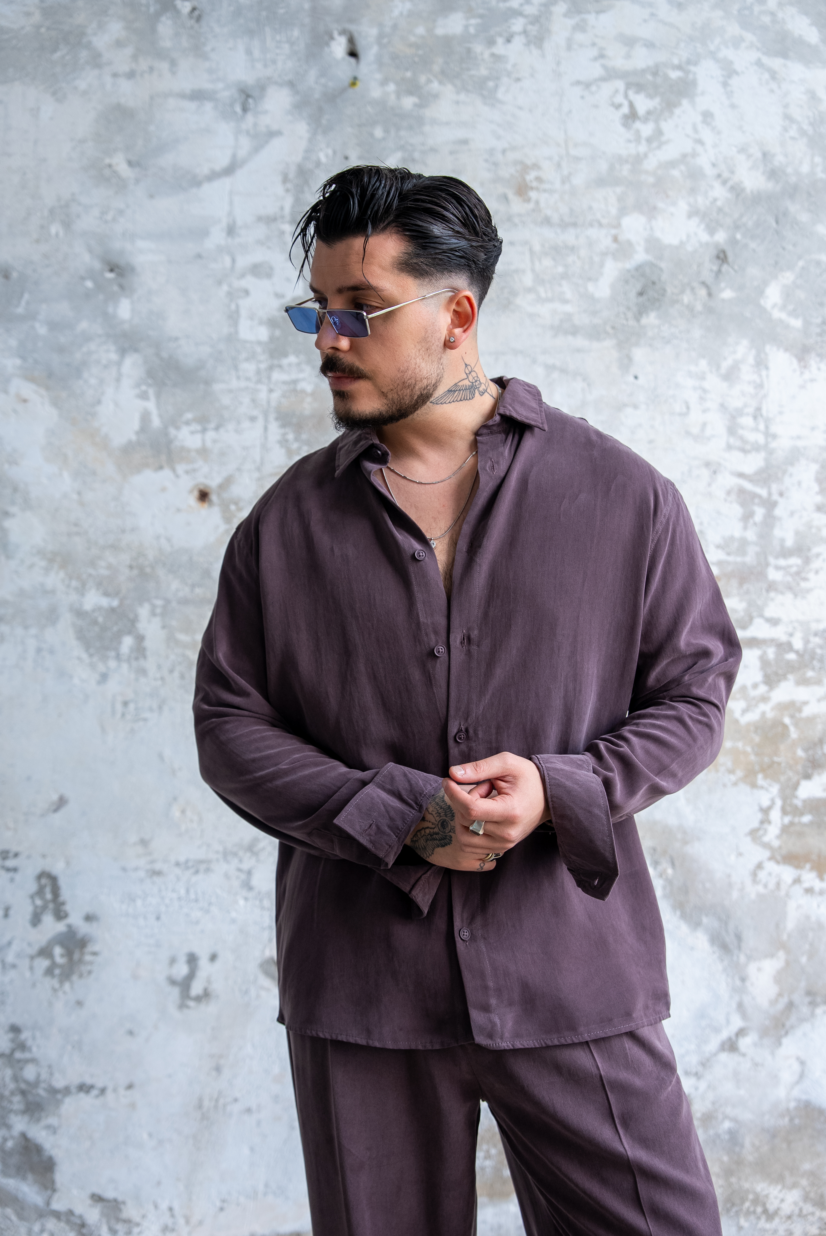 Oversize Yıkamalı Modal Takım Kahve