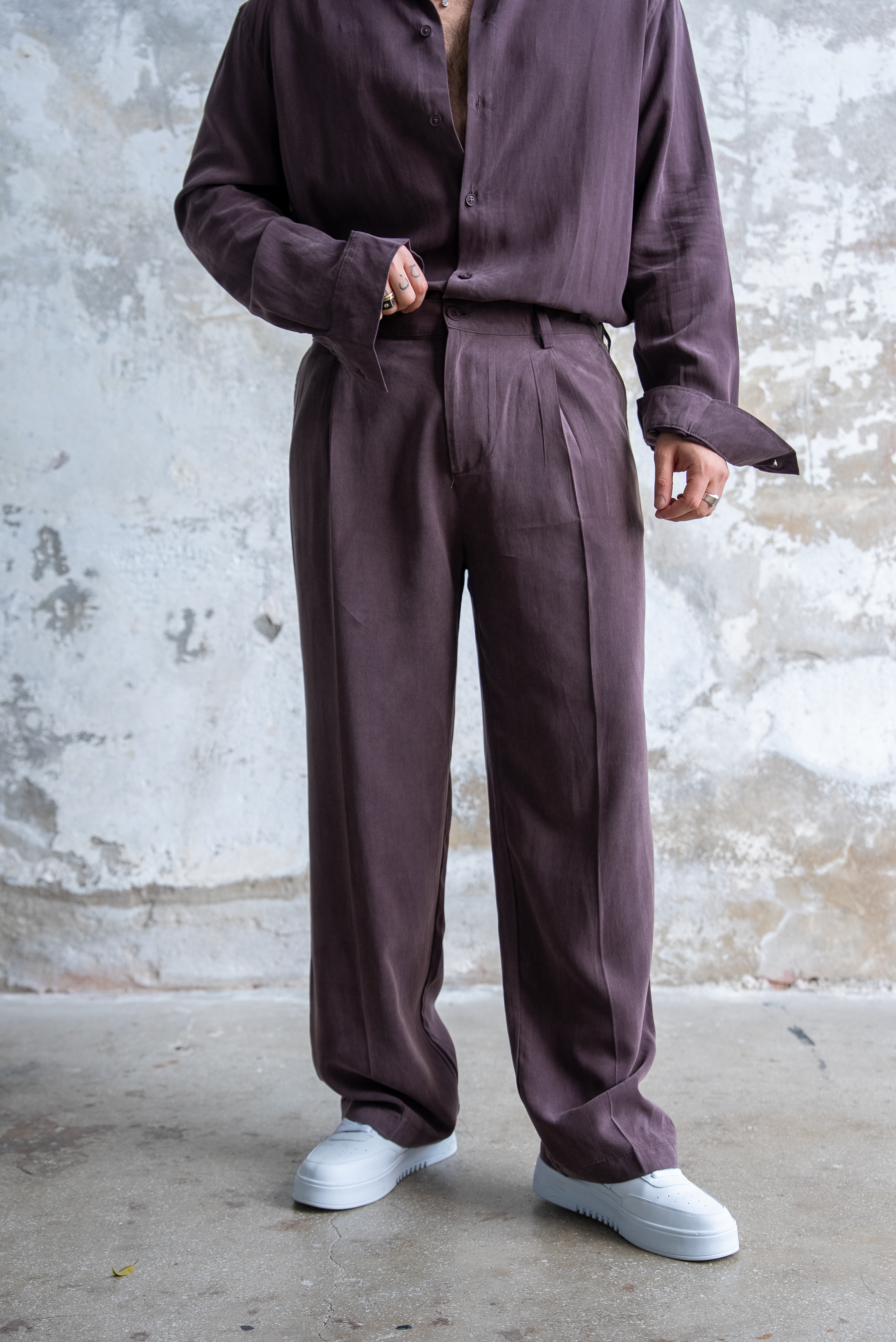 Oversize Yıkamalı Modal Takım Kahve