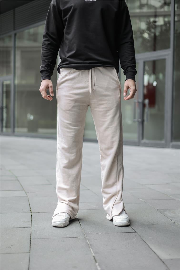 Paça Detaylı Baggy Eşofman Bej