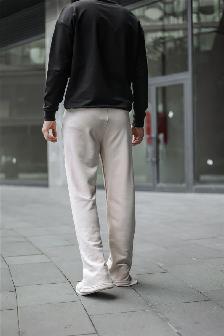 Paça Detaylı Baggy Eşofman Bej