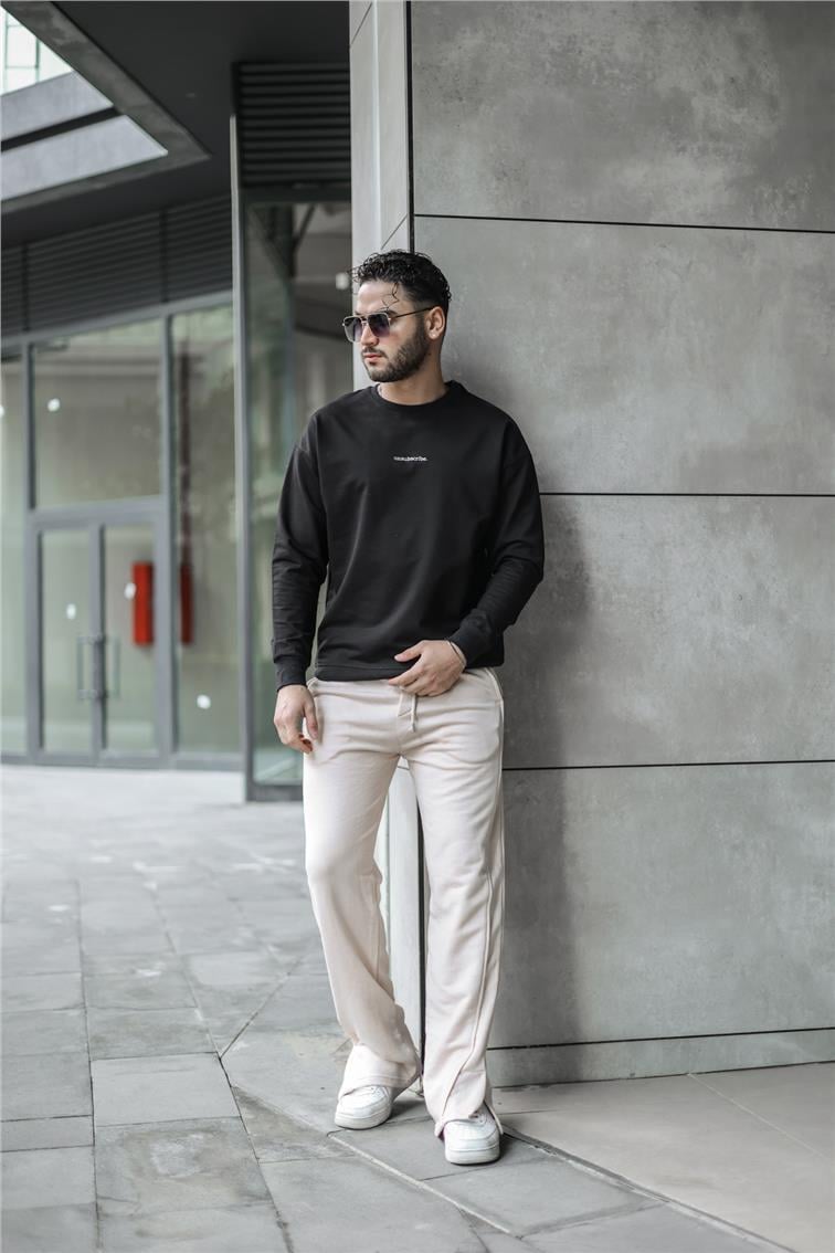 Paça Detaylı Baggy Eşofman Bej