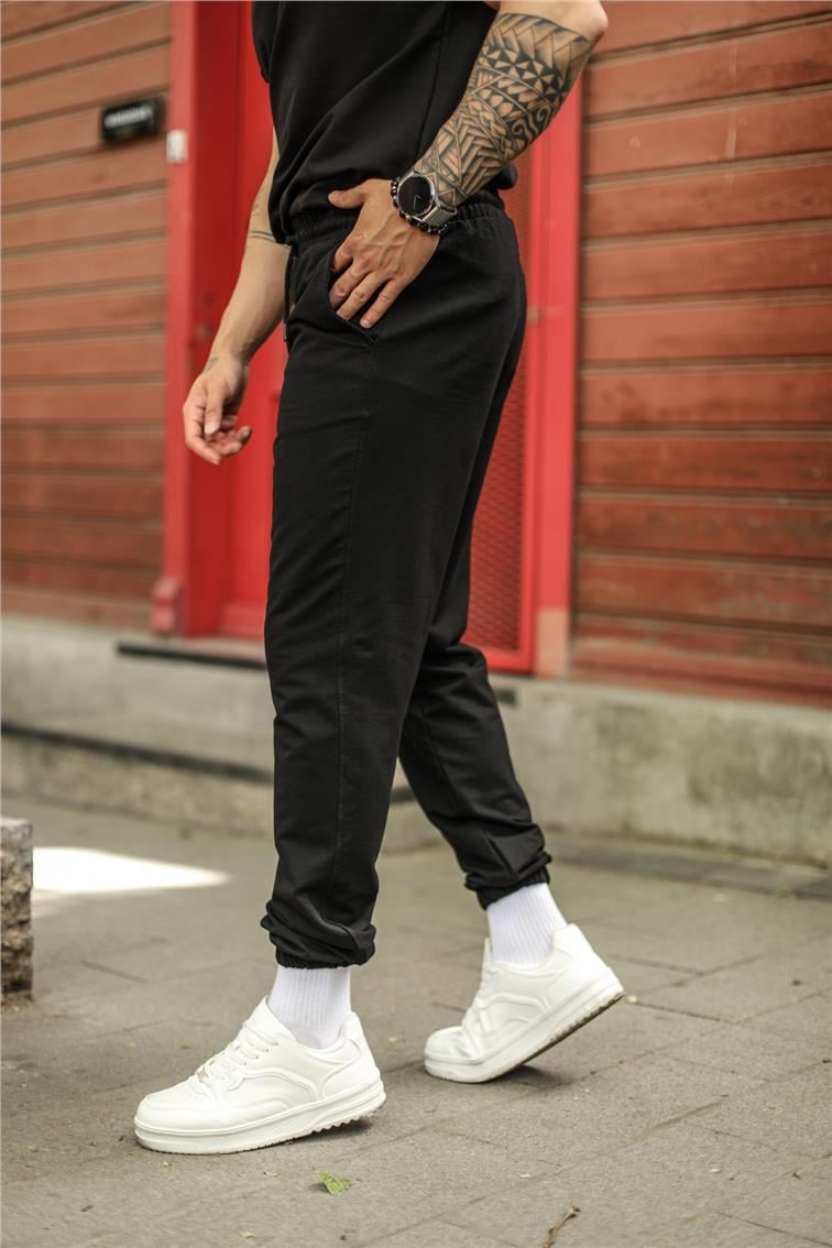 Paçası Lasitili Basic Eşofman Siyah