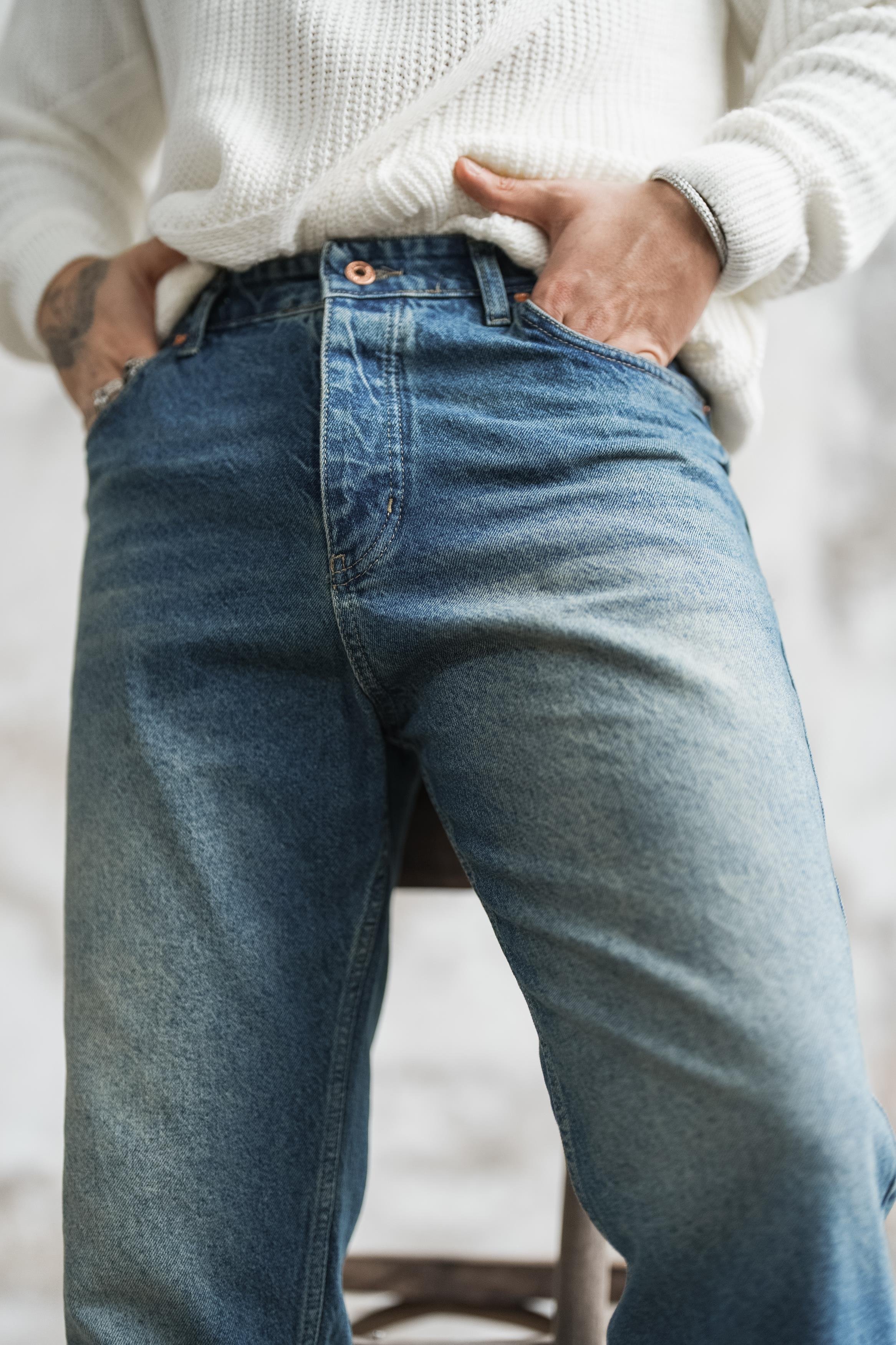 Paçası Taşlamalı Boyfriend Jean Koyu Mavi