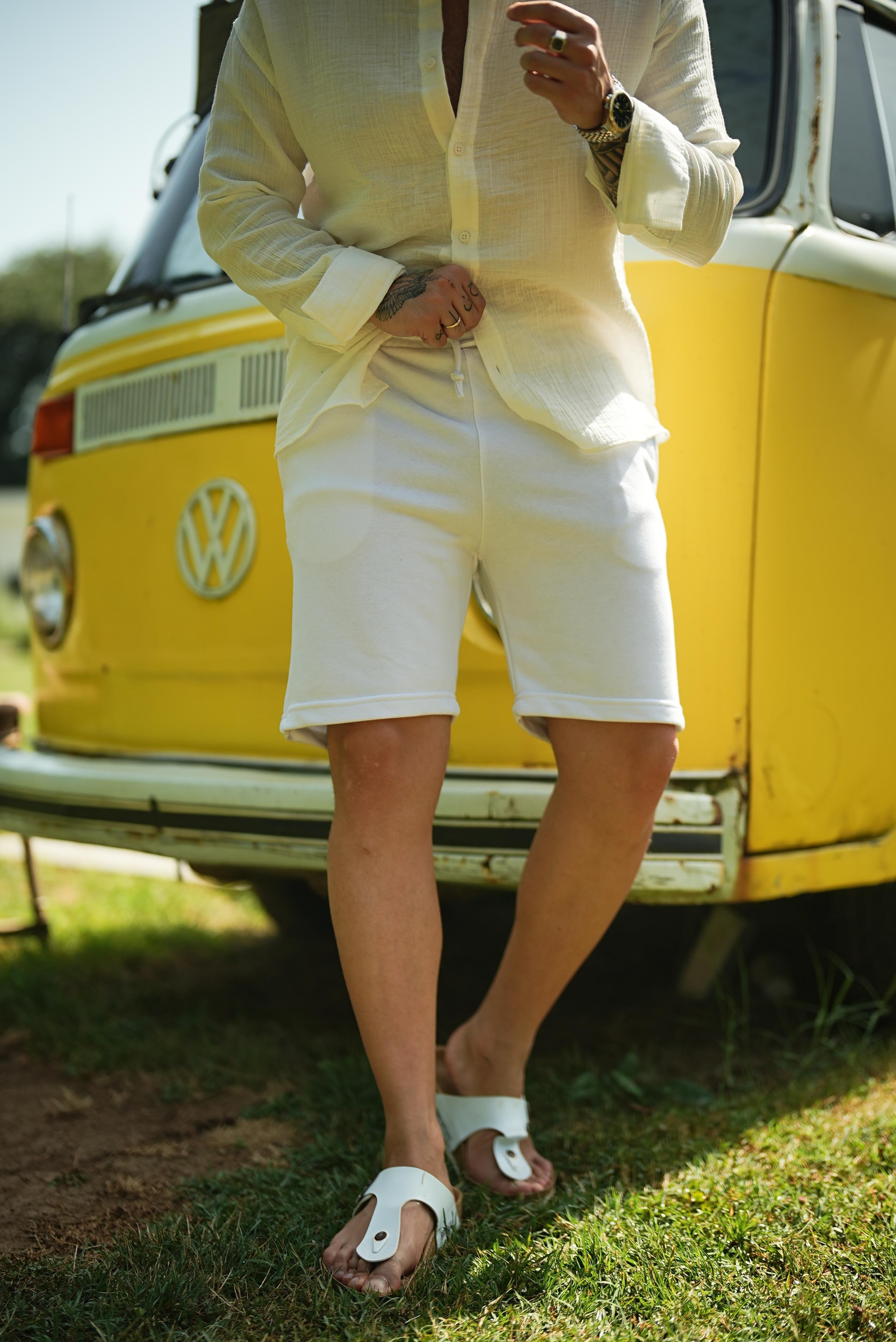 Pamuk Rahat Kalıp Şort Beyaz