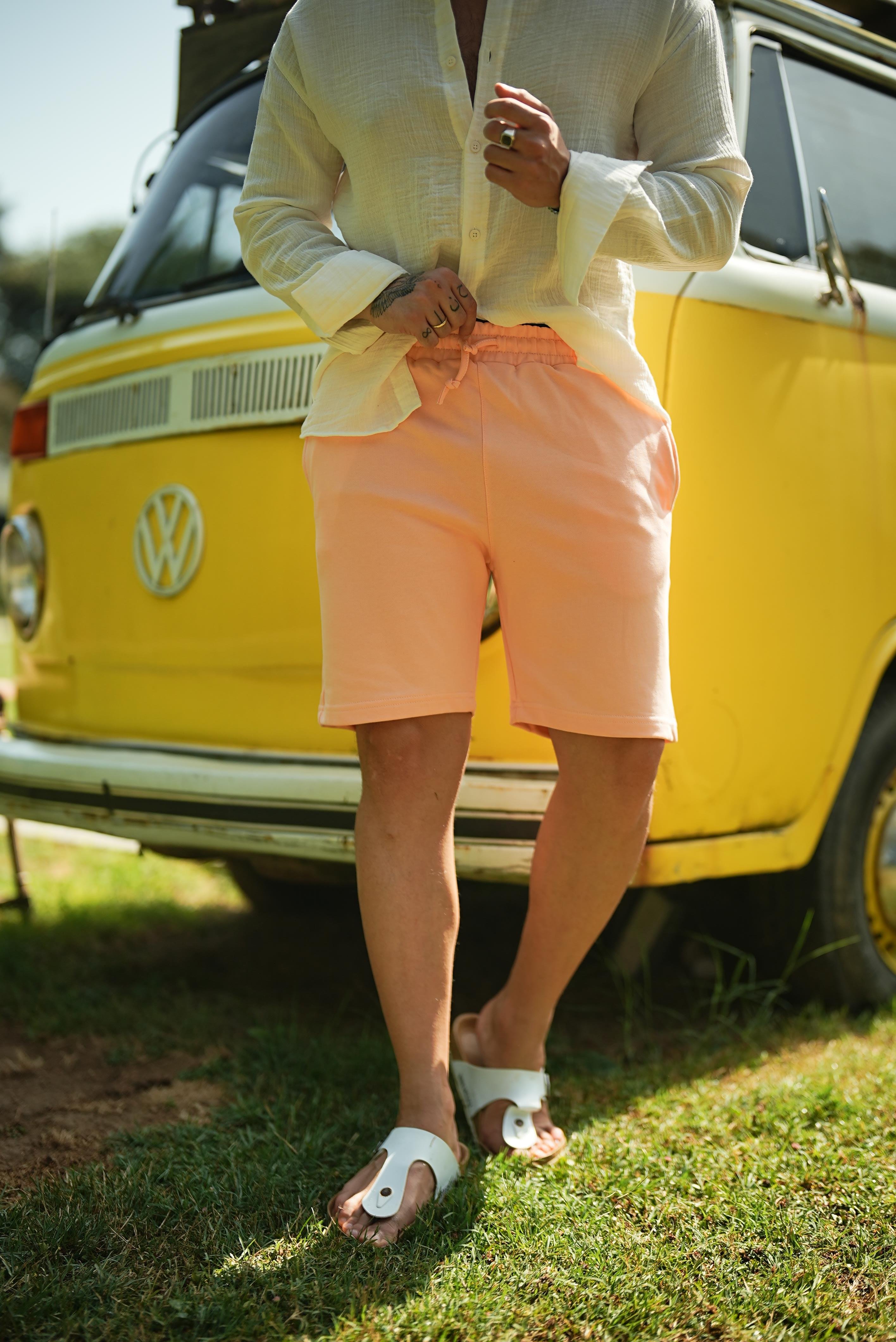 Pamuk Rahat Kalıp Şort Somon