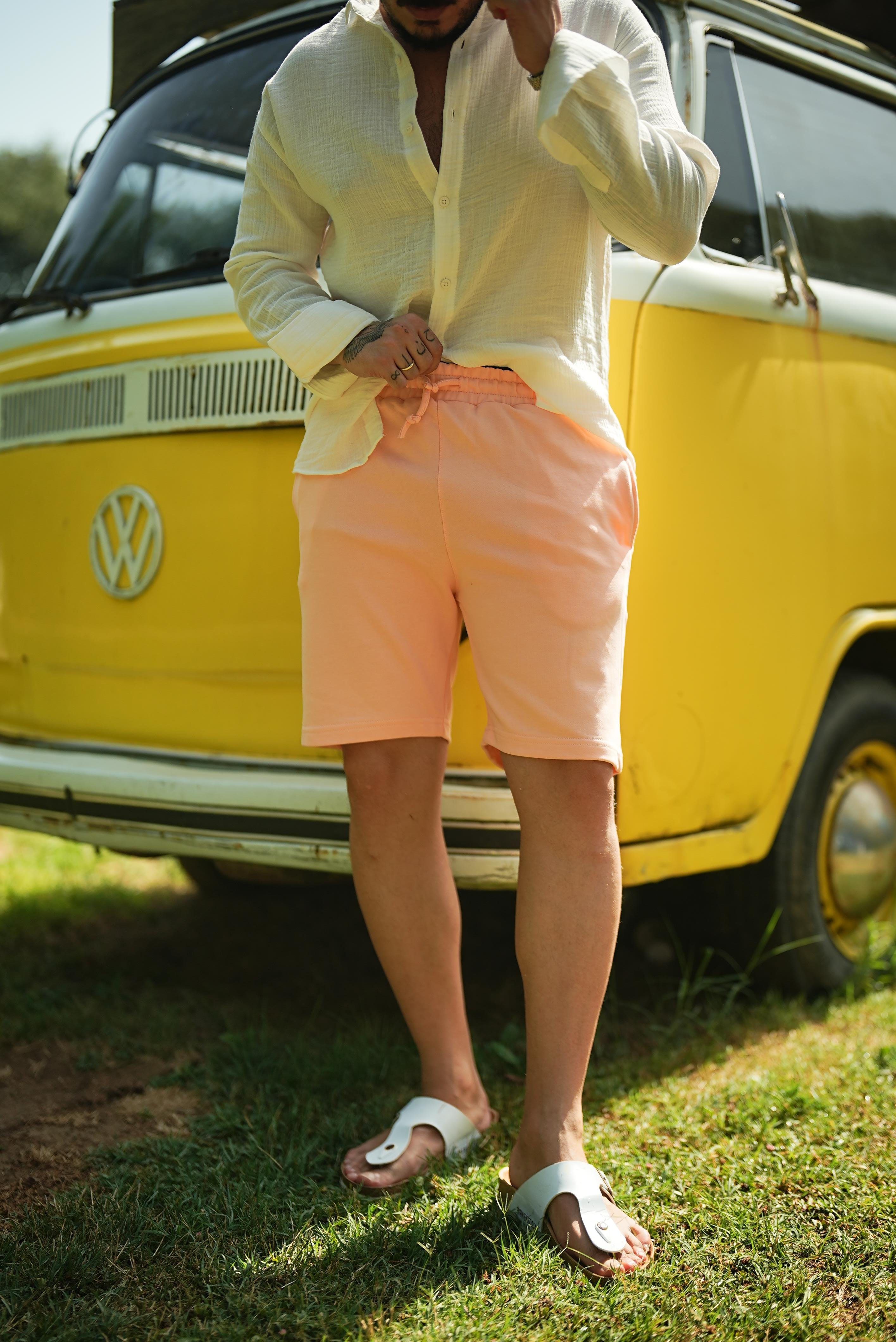 Pamuk Rahat Kalıp Şort Somon