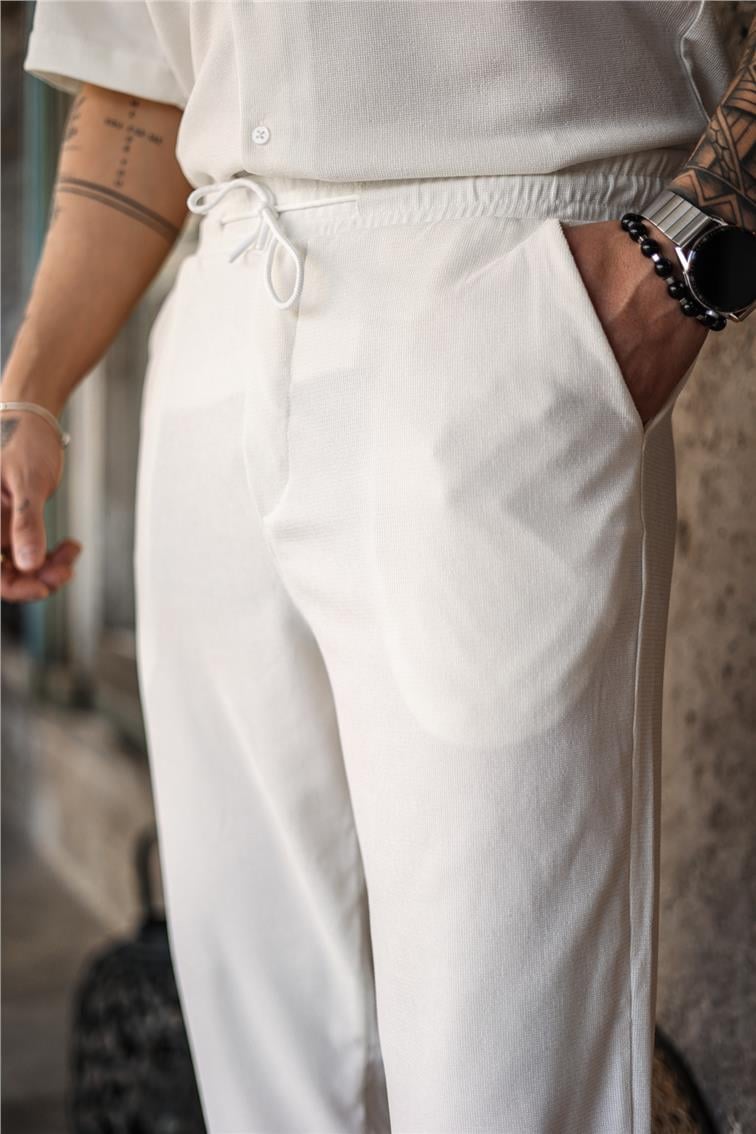 Pamuklu Baggy Pantolon Beyaz
