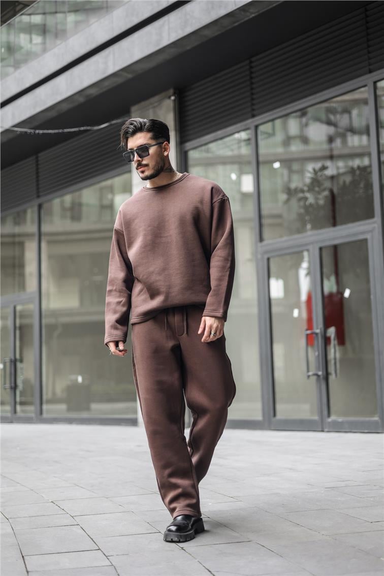 Pamuklu Oversize Sweatshirt Kahve