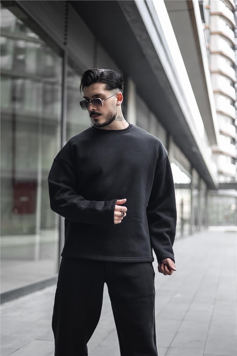 Pamuklu Oversize Sweatshirt Siyah