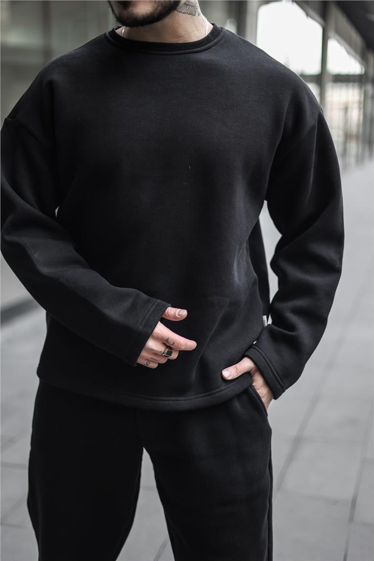 Pamuklu Oversize Sweatshirt Siyah