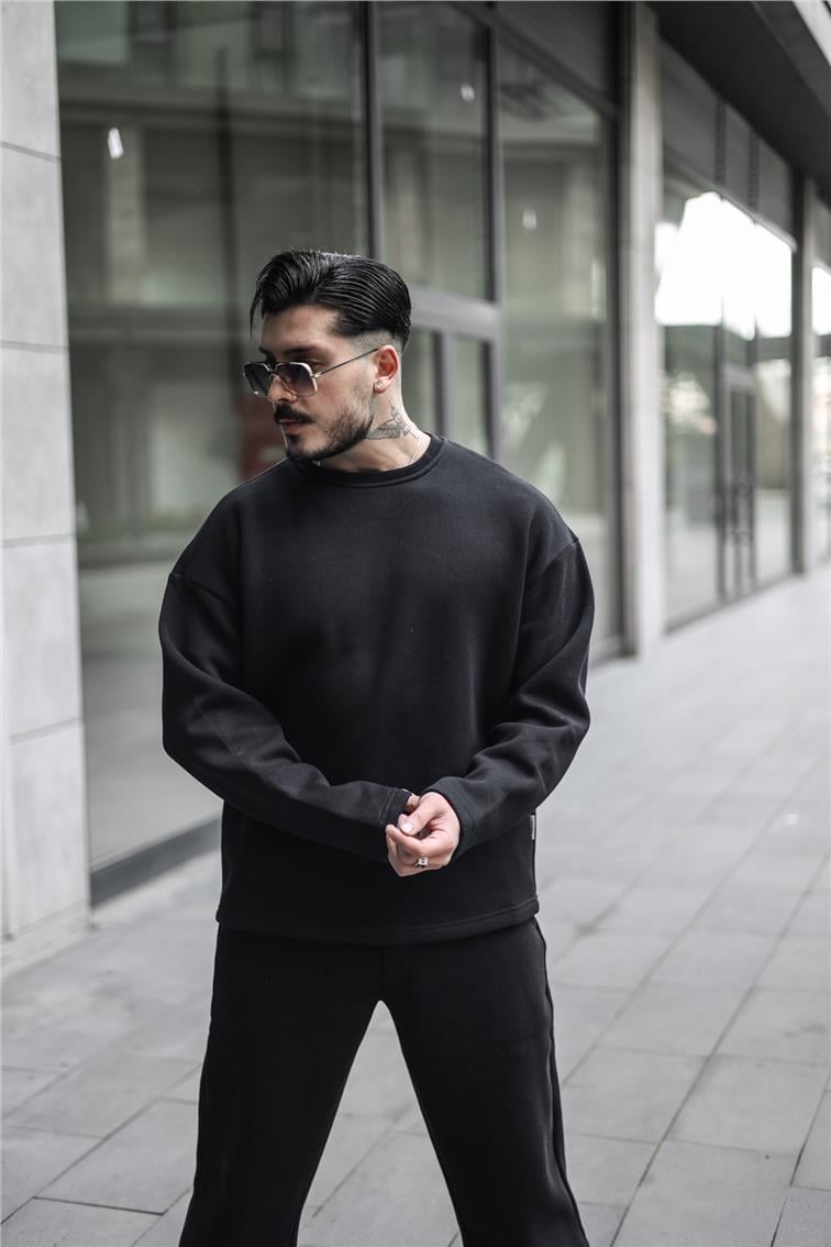 Pamuklu Oversize Sweatshirt Siyah