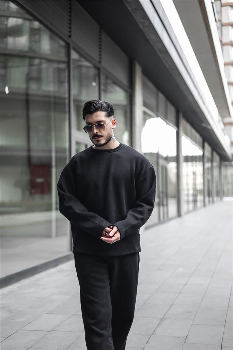 Pamuklu Oversize Sweatshirt Siyah