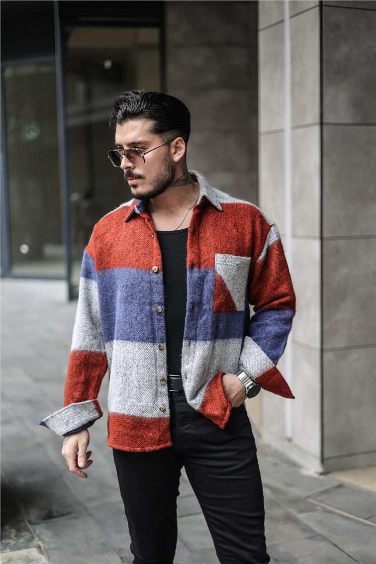 Paralel Oduncu Oversize Gömlek Kiremit-Gri