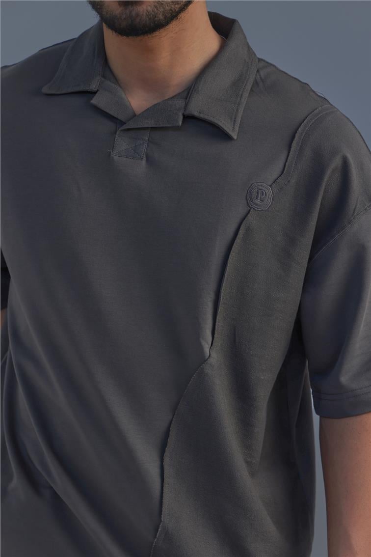 Polo Yaka Bol Kalıp T-Shirt Haki