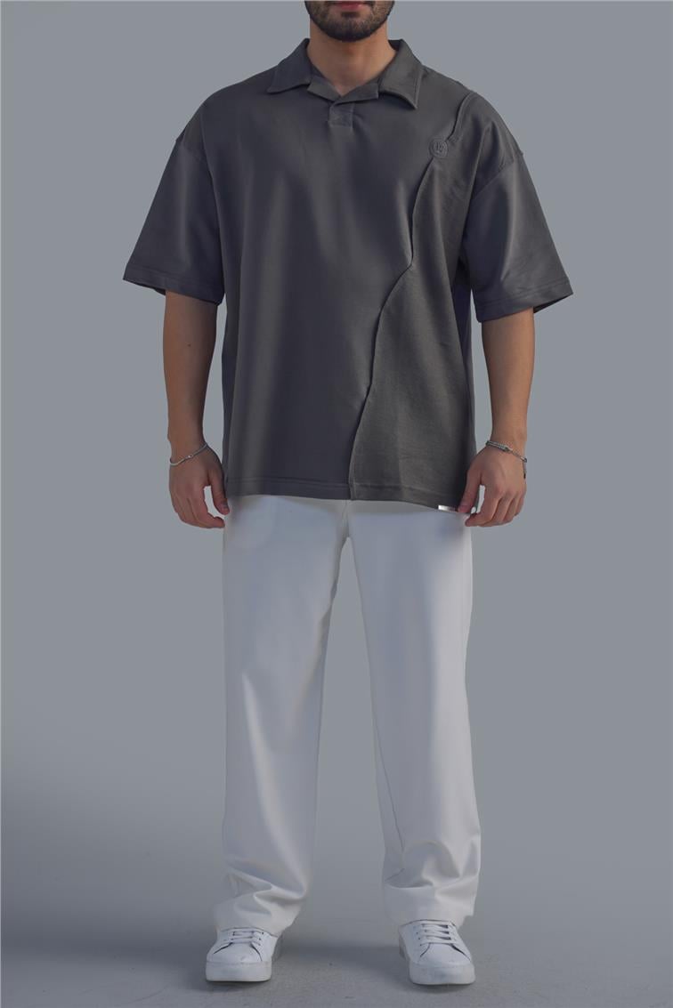 Polo Yaka Bol Kalıp T-Shirt Haki