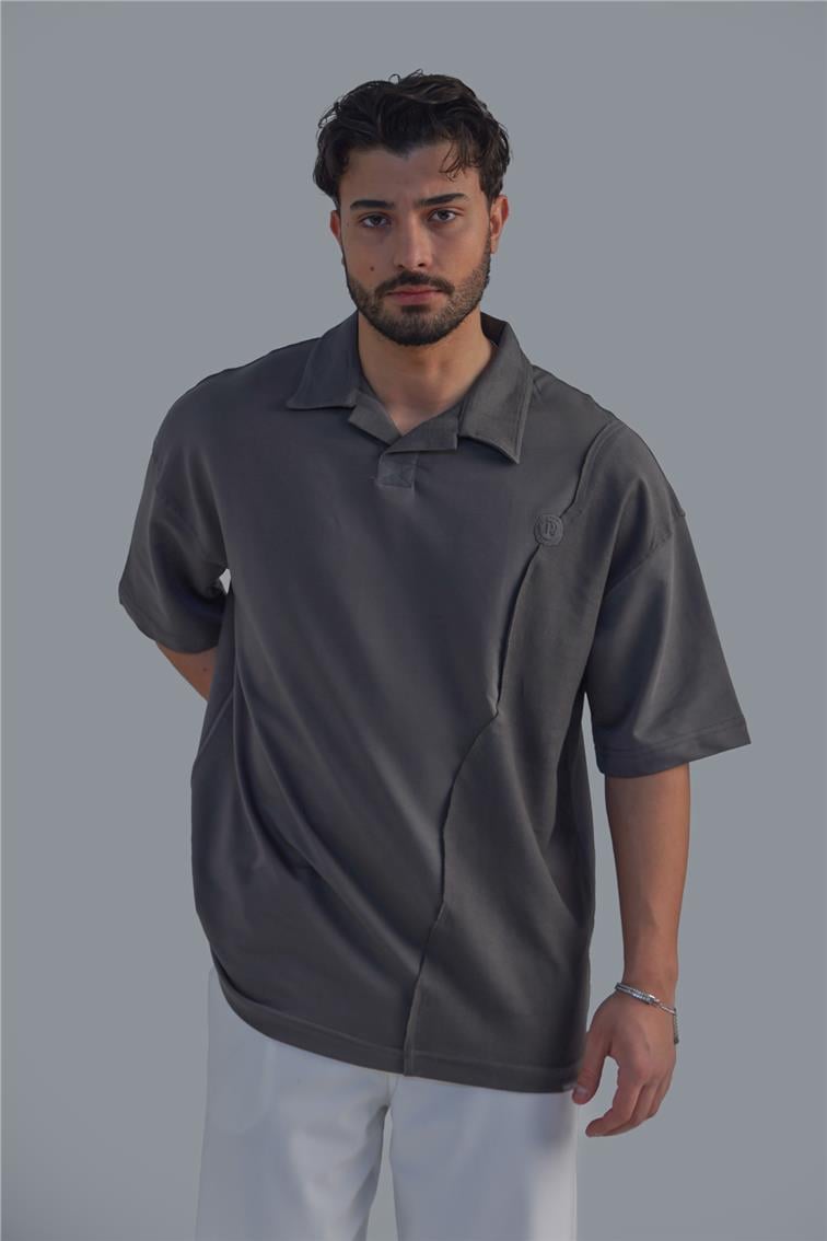 Polo Yaka Bol Kalıp T-Shirt Haki