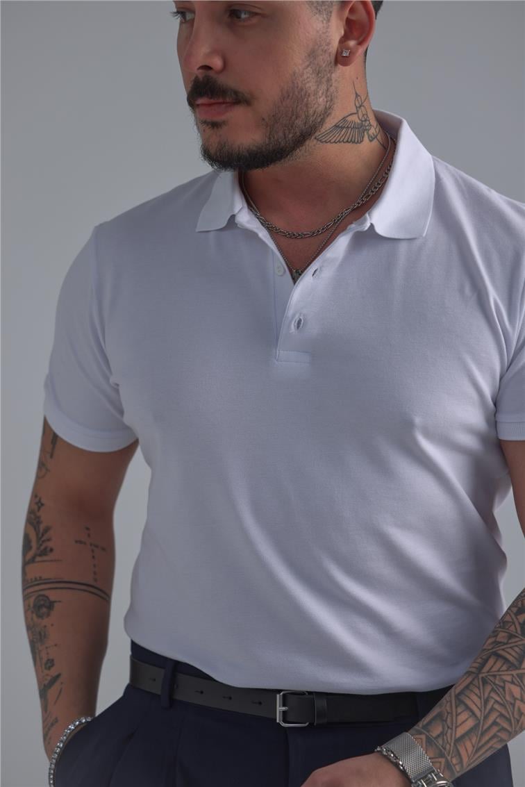 Polo Yaka T-Shirt Beyaz